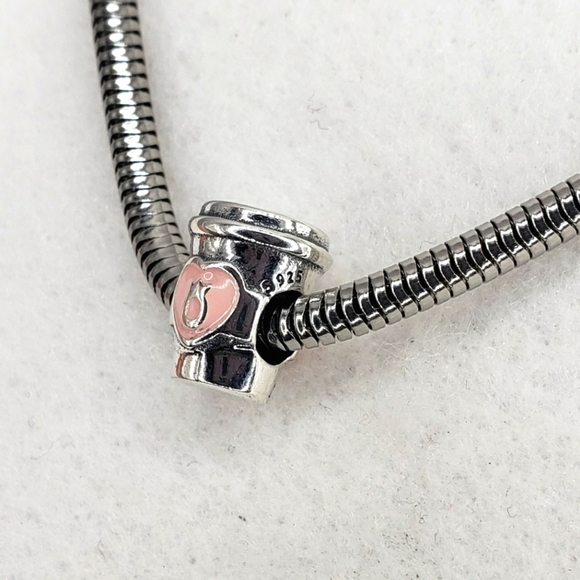 Coffee Mug Bracelet Charm 925 Sterling Silver Take a Break Pink Girl Treat - Picture 3 of 8